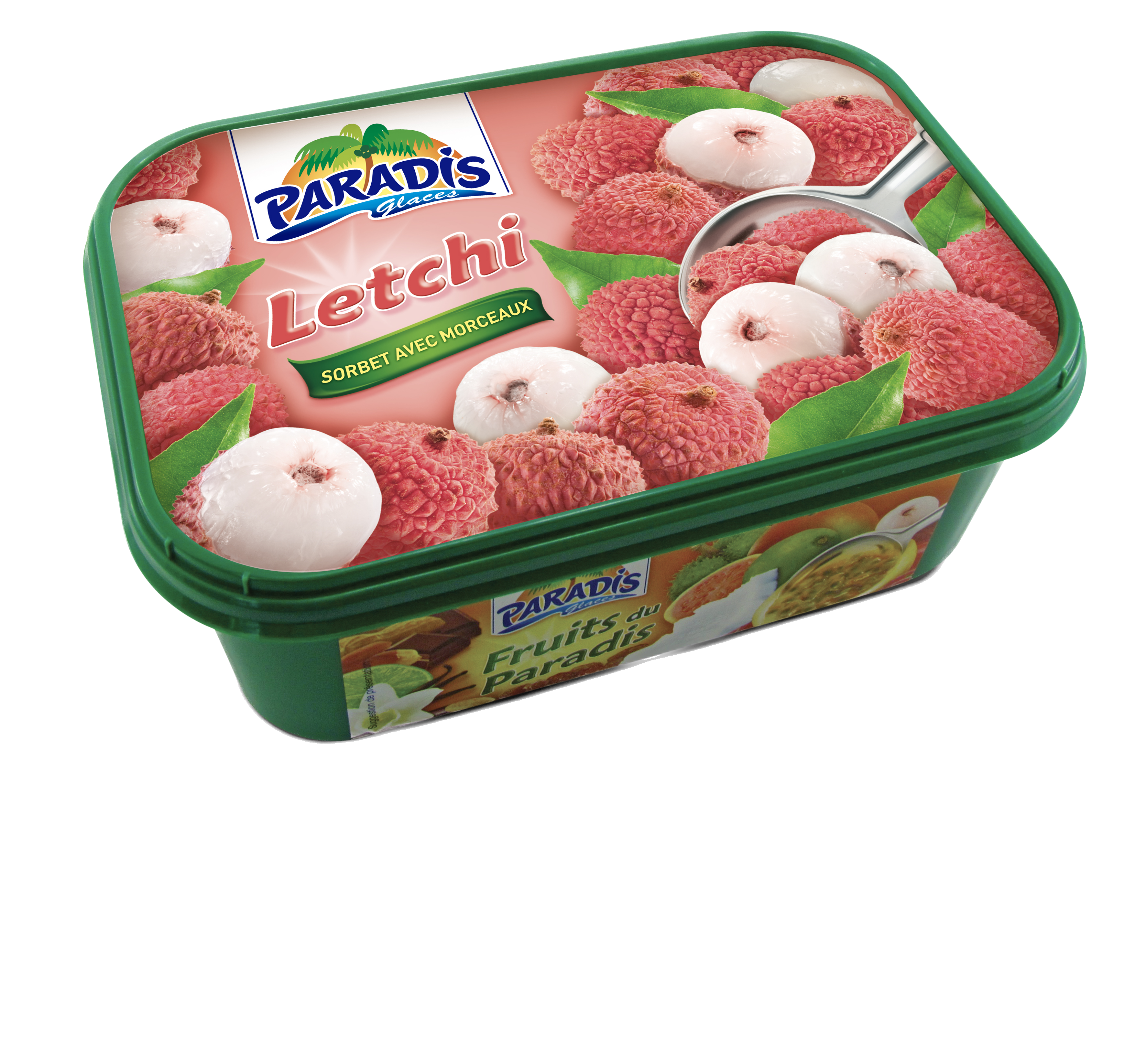 Fruits du Paradis - Glace letchi Paradis Glaces Martinique - Bac de glace letchi