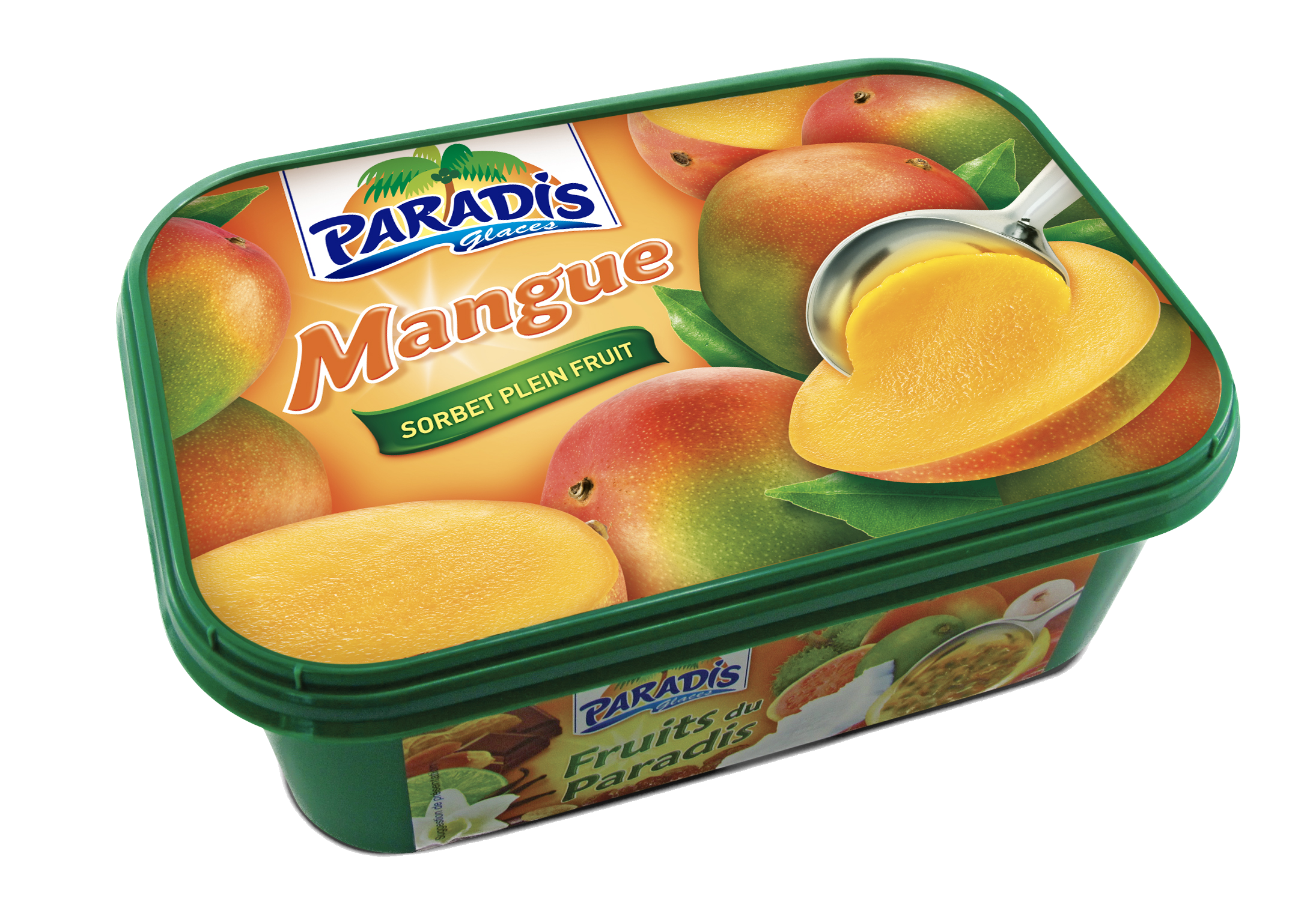 Fruits du Paradis - Glace mangue Paradis Glaces Martinique - Bac de glace mangue