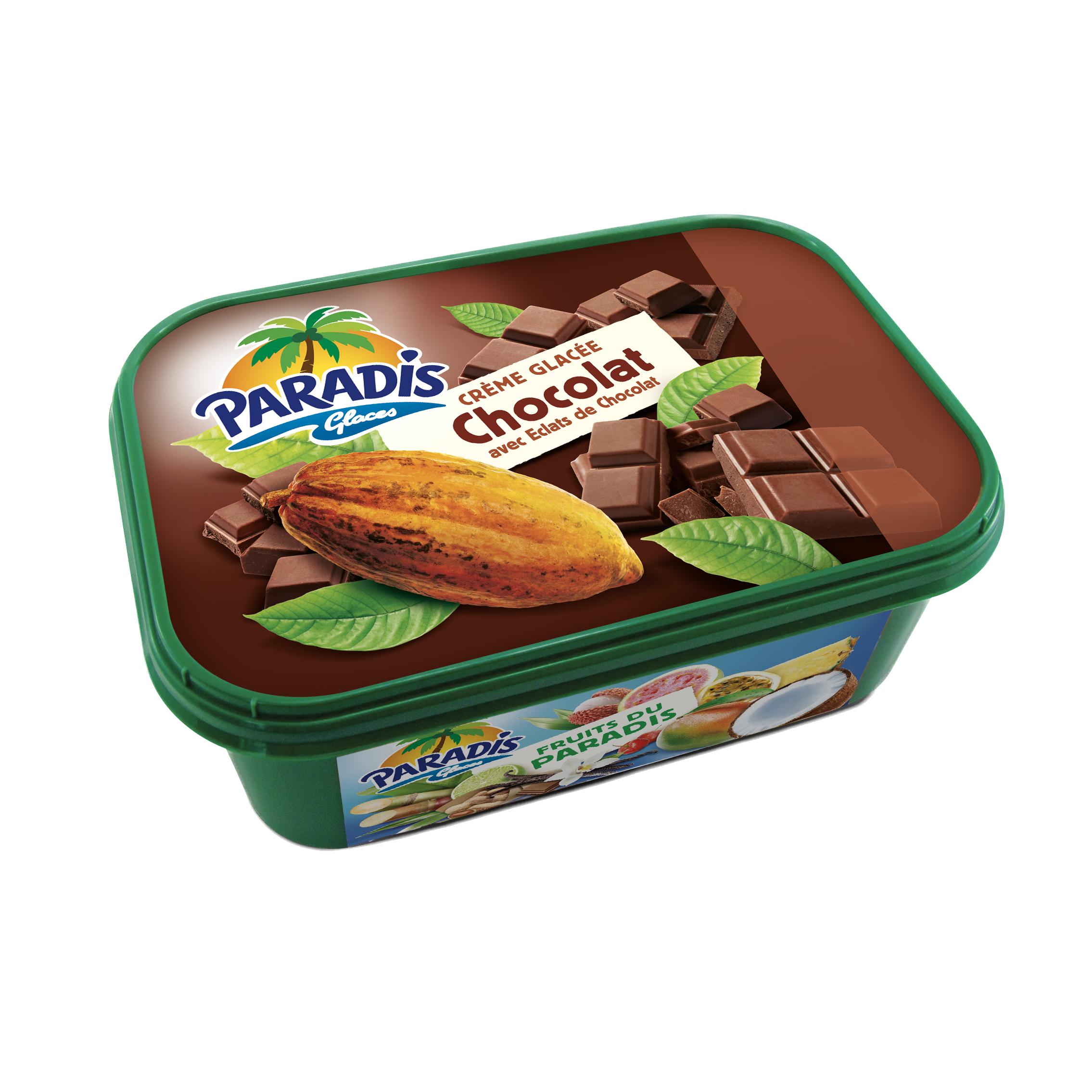 Fruits du Paradis - Glace chocolat Paradis Glaces Martinique - Bac de chocolat