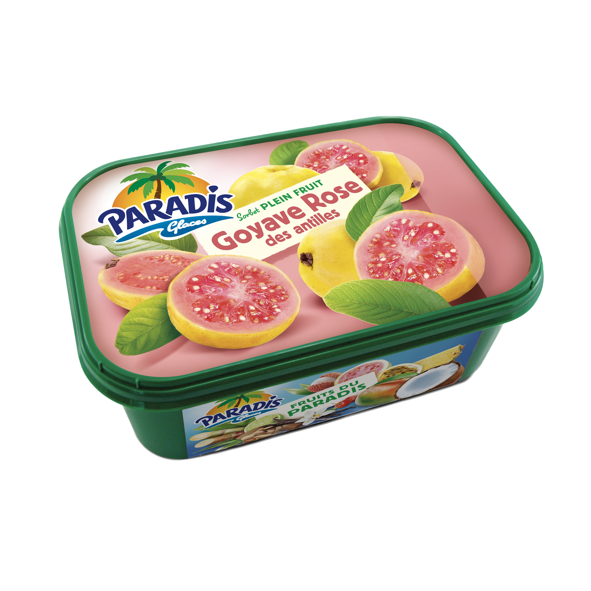 Fruits du Paradis - Glace goyave Paradis Glaces Martinique - Bac de glace goyave rose