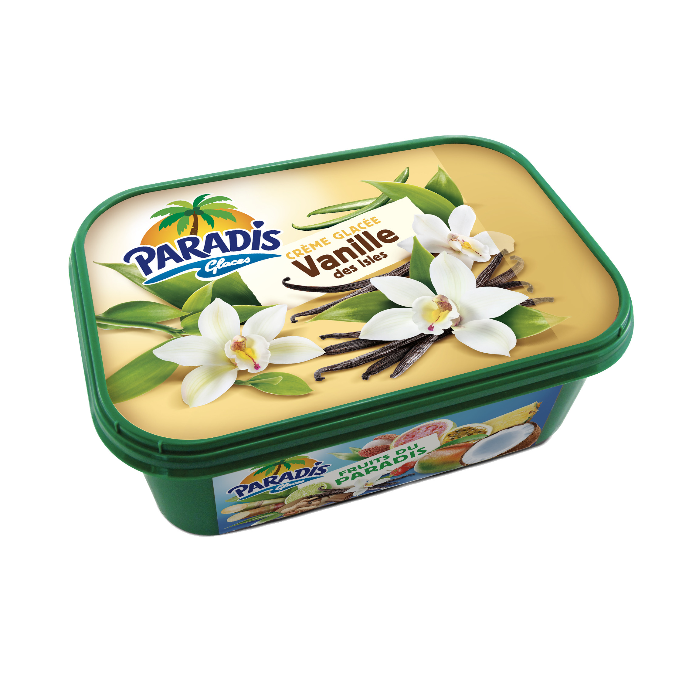 Fruits du Paradis - Glace vanille Paradis Glaces Martinique - Bac de glace vanille