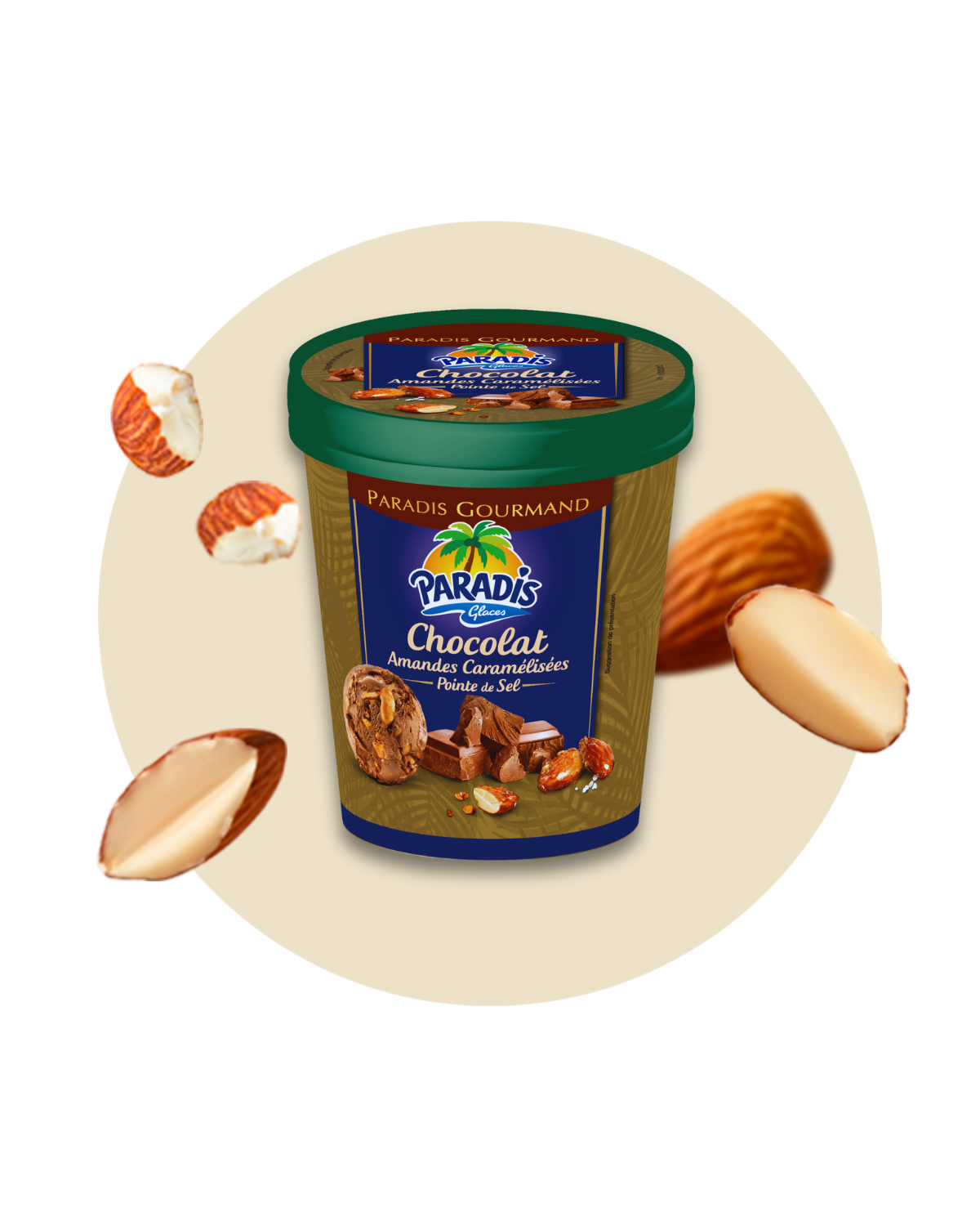 Paradis Gourmand - Pot de glace chocolat amandes caramélisées et pointe de sel 500ml Paradis Glaces