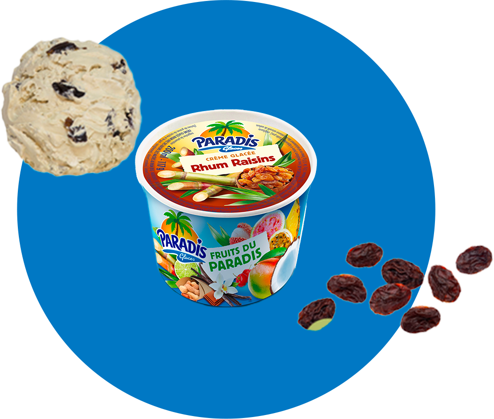 Fruits du Paradis - Pot de glace rhum raisins Paradis Glaces Martinique