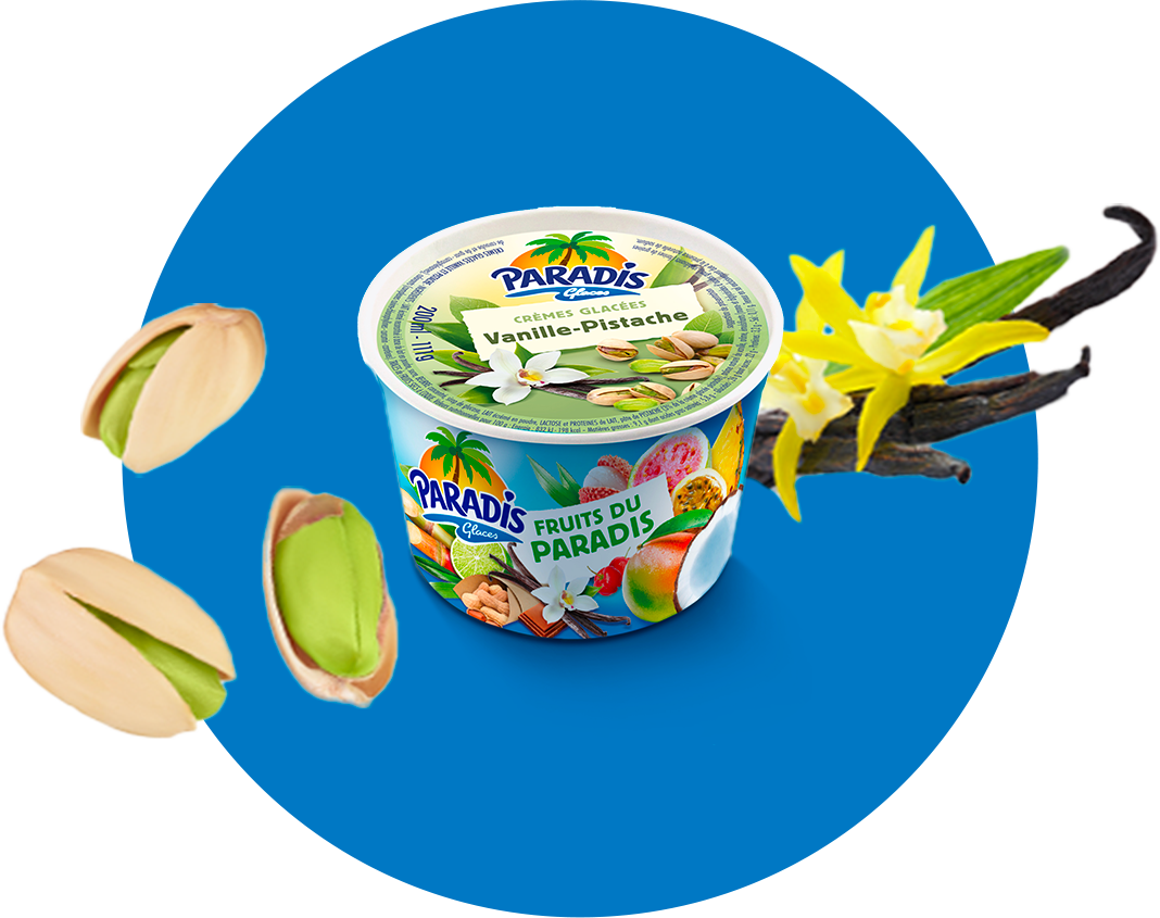Fruits du Paradis - Pot de glace vanille pistache Paradis Glaces Martinique