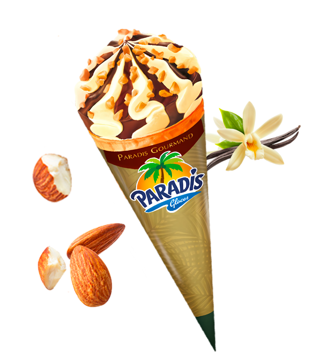 Paradis Gourmand - Glace cone vanille macadamia - Paradis Glaces martinique